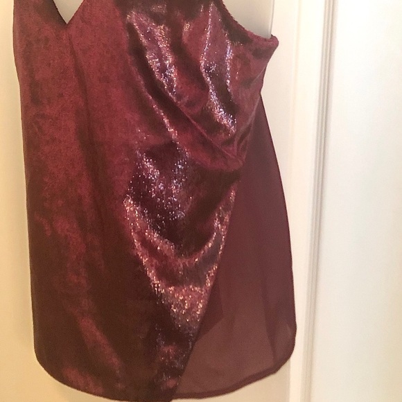 𝅺J Brand Velvet Soft V Neck Sleeveless Cami Italy Timeless Luxury Chic Oxblood - Picture 11 of 11